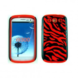 Samsung Galaxy S3 / I9300 Zebra Hybrid Case (Black-Red)